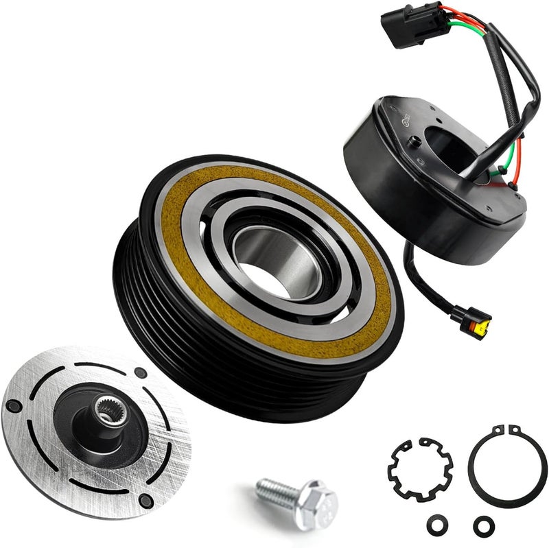 TINJO A/C Compressor Clutch Assembly Kit Plate Pulley Bearing Coil Replacement for Hyundai Palisade 2020 2011 2022 V6 3.8L, AC Air Conditioning Compressor Clutch Coil Auto Repair Kit for Palisade 2020-2022 - Image 1